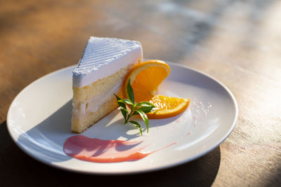 High angle view of breakfast served on table