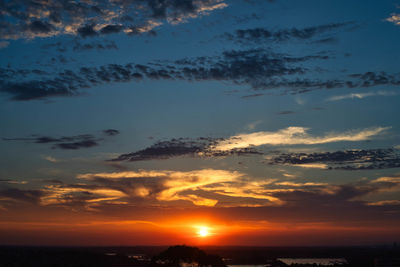 Scenic view of dramatic sky over sea during sunset