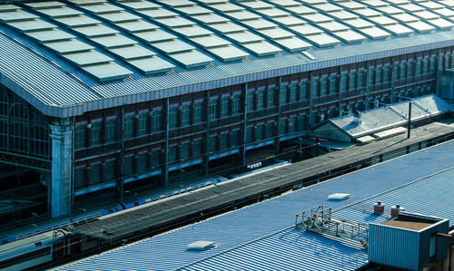 Modern building roof against sky in city