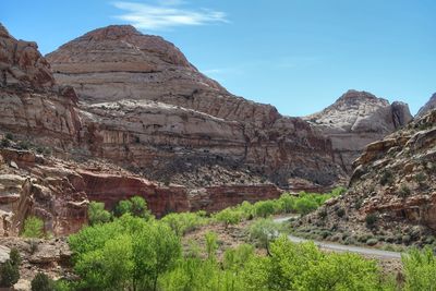 Scenic view of rocky mountains against sky