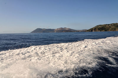 Scenic view of sea against clear sky