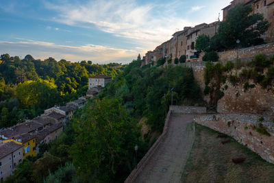 View of the old part of little town of colle val d'elsa at sunset, tuscany