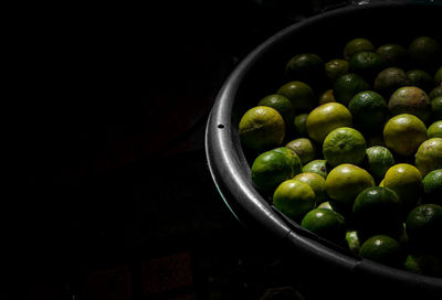 High angle view of fruits in container