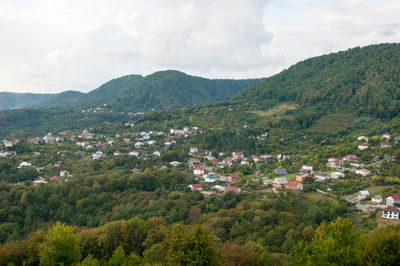 High angle view of townscape against sky