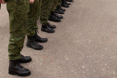 Legs of the military in the ranks.