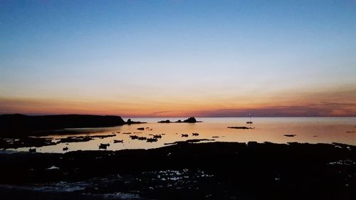 Scenic view of sea at sunset