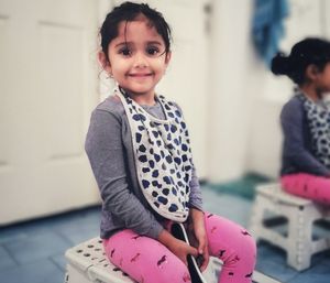 Portrait of cute girl smiling