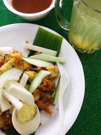 High angle view of meal served in plate