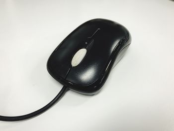 High angle view of smart phone on table