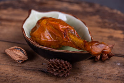 Close-up of food on table