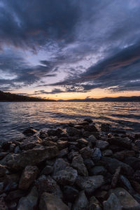 Scenic view of sea against sky during sunset