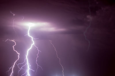 Low angle view of lightning in sky