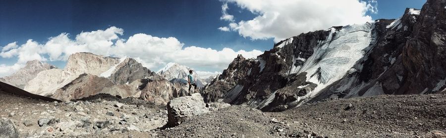 Panoramic view of rocky mountains against sky