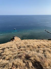 Scenic view of sea against clear sky