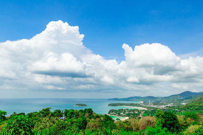 Scenic view of landscape against blue sky