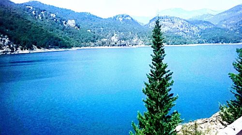 Scenic view of lake and mountains