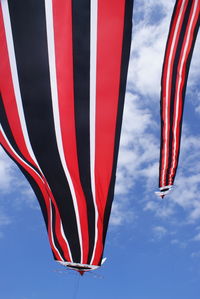 Low angle view of flag against sky