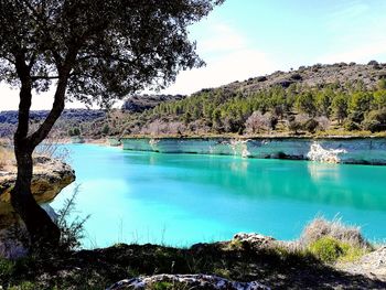 Scenic view of lake against sky