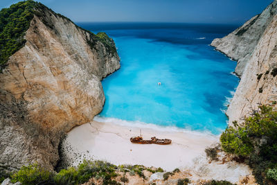 Panoramic view of sea and rocks