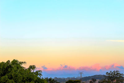 Scenic view of trees against sky during sunset