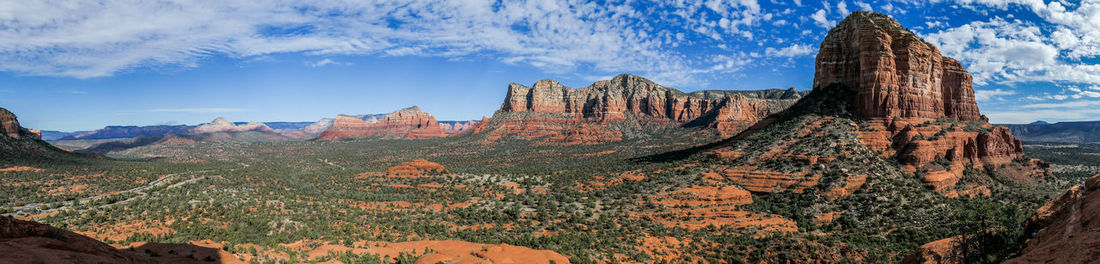 Panoramic view of rock formations against sky