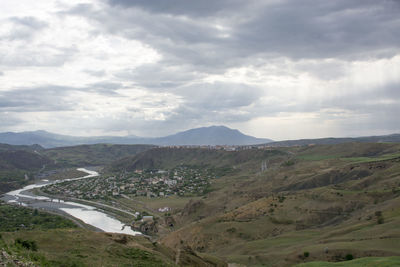 High angle view of landscape against sky