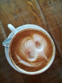 Close-up of cappuccino on table