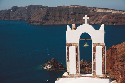 Chapel against sea at santorini