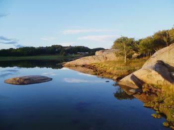 Scenic view of lake against sky