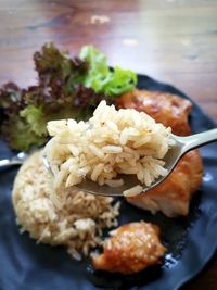 Close-up of meal served in plate