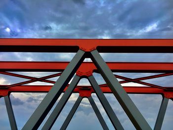 Low angle view of red structure against sky