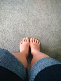 High angle view of woman feet