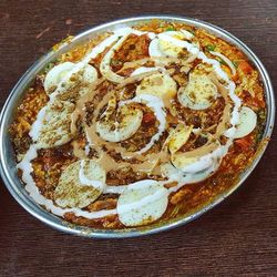 High angle view of food in bowl