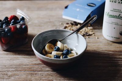 Close-up of food on table