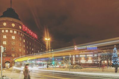 Light trails in city at night