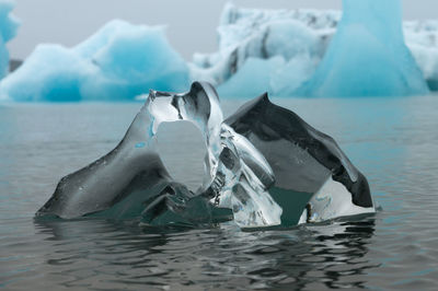 Close-up of ice floating on water in sea