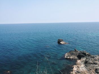 Scenic view of sea against clear sky