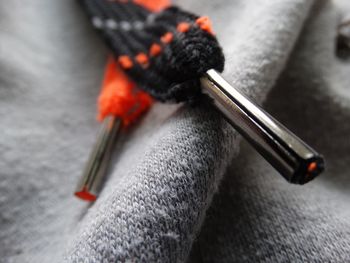 Close-up of knitting needle and wool