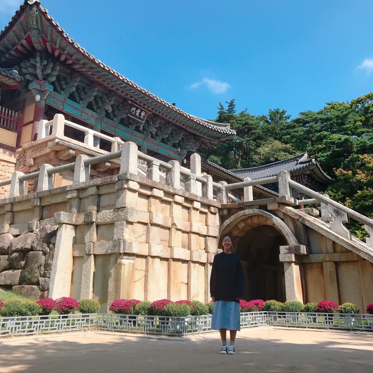 architecture, built structure, building exterior, real people, day, architectural column, history, rear view, outdoors, place of worship, religion, travel destinations, spirituality, lifestyles, low angle view, tree, women, one person, full length, sky, people