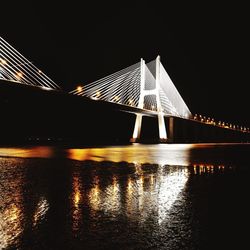 View of suspension bridge at night