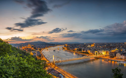 High angle view of suspension bridge