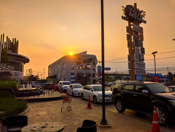 View of city at sunset