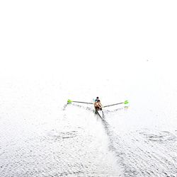 Full length of woman standing in pond