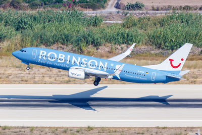 View of airplane on airport runway