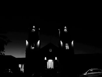 Low angle view of building against sky at night