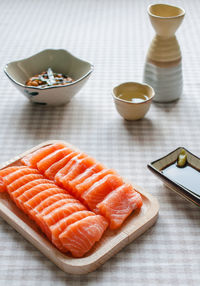 Close-up of served food on table