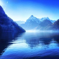 Scenic view of lake and mountains