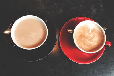 High angle view of coffee on table