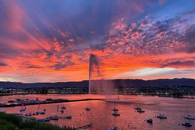 Scenic view of dramatic sky during sunset