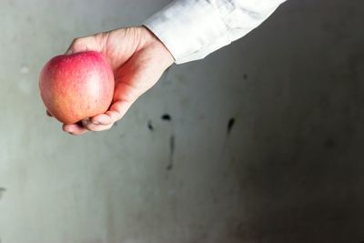 Close-up of hand holding apple